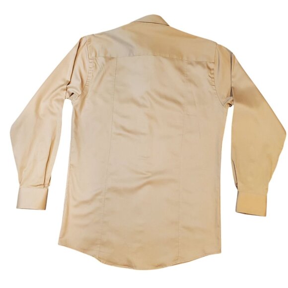 Calvin Klein Men’s Dress Shirt Size 14 1/2 Beige Button Up Long Sleeve - Picture 2 of 8